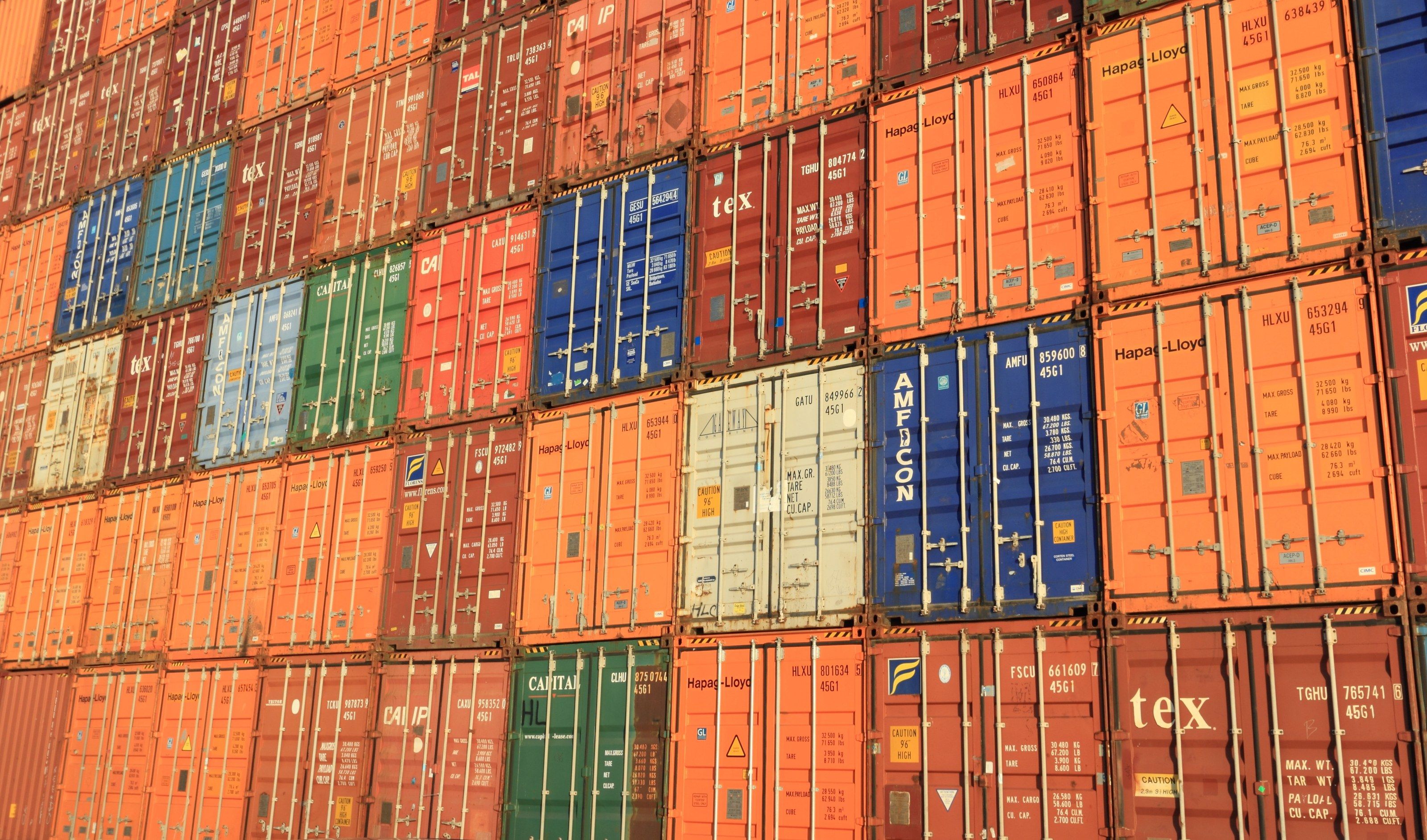 Stacked shipping containers